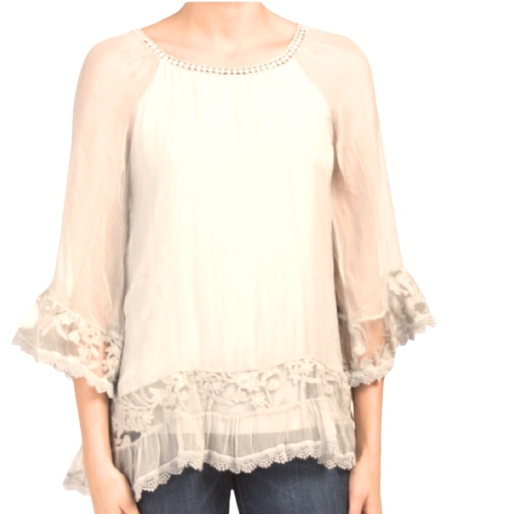 Piazza Del Tempio | 100% Silk Embroidered Italian Blouse